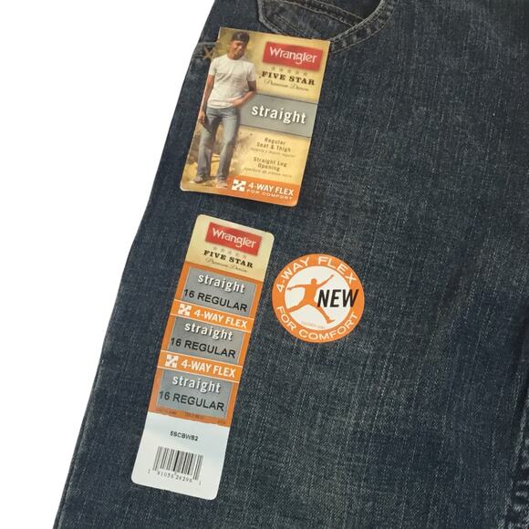 Wrangler Boys Jeans Size 16 Regular Straight 4-Way Flex NWT - Picture 5 of 7
